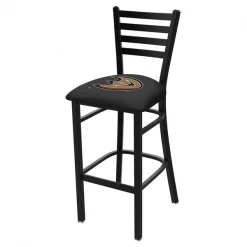 Holland Bar Stool Co. 30" Blk Wrinkle Anaheim Ducks Stationary Bar Stool, Ladder Back