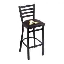 Holland Bar Stool Co. 30" Blk Wrinkle Appalachian State Stationary Bar Stool, Ladder Back