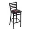Holland Bar Stool Co. 30" Blk Wrinkle Boston College Stationary Bar Stool, Ladder Back