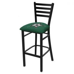 Holland Bar Stool Co. 30" Blk Wrinkle Dallas Stars Stationary Bar Stool, Ladder Back