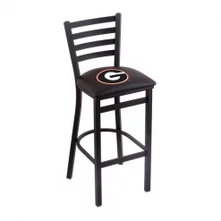 Holland Bar Stool Co. 30" Blk Wrinkle Georgia "G" Stationary Bar Stool, Ladder Back