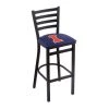 Holland Bar Stool Co. 30" Blk Wrinkle Illinois Stationary Bar Stool, Ladder Back
