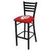 Holland Bar Stool Co. 30" Blk Wrinkle Indiana Stationary Bar Stool, Ladder Back