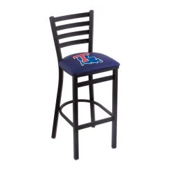 Holland Bar Stool Co. 30" Blk Wrinkle Louisiana Tech Stationary Bar Stool, Ladder Back
