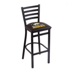 Holland Bar Stool Co. 30" Blk Wrinkle Michigan Tech Stationary Bar Stool, Ladder Back