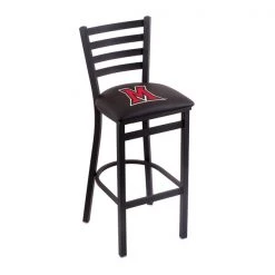 Holland Bar Stool Co. 30" Blk Wrinkle Miami (OH) Stationary Bar Stool, Ladder Back
