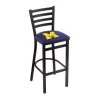 Holland Bar Stool Co. 30" Blk Wrinkle Michigan Stationary Bar Stool, Ladder Back