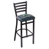 Holland Bar Stool Co. 30" Blk Wrinkle Notre Dame Leprechaun Stationary Bar Stool, Ladder Back