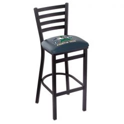 Holland Bar Stool Co. 30" Blk Wrinkle Notre Dame Leprechaun Stationary Bar Stool, Ladder Back