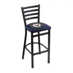 Holland Bar Stool Co. 30" Blk Wrinkle U.S. Navy Stationary Bar Stool, Ladder Back