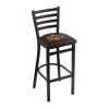 Holland Bar Stool Co. 30" Blk Wrinkle Oklahoma State Stationary Bar Stool, Ladder Back