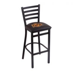 Holland Bar Stool Co. 30" Blk Wrinkle Oklahoma State Stationary Bar Stool, Ladder Back