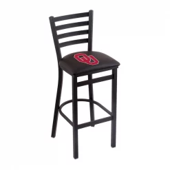 Holland Bar Stool Co. 30" Blk Wrinkle Oklahoma Stationary Bar Stool, Ladder Back