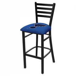 Holland Bar Stool Co. 30" Blk Wrinkle St Louis Blues Stationary Bar Stool, Ladder Back