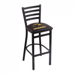 Holland Bar Stool Co. 30" Blk Wrinkle Southern Miss Stationary Bar Stool, Ladder Back