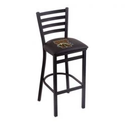 Holland Bar Stool Co. 30" Blk Wrinkle Western Michigan Stationary Bar Stool, Ladder Back
