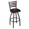 Holland Bar Stool Co. L014, 30" Blk Wrinkle Alabama Swivel Bar Stool, Ladder Back