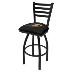 Holland Bar Stool Co. 30" Blk Wrinkle Anaheim Ducks Swivel Bar Stool, Ladder Back