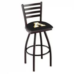 Holland Bar Stool Co. 30" Blk Wrinkle Appalachian State Swivel Bar Stool, Ladder Back
