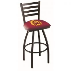 Holland Bar Stool Co. 25" Blk Wrinkle Arizona State Swivel Bar Stool, Ladder Back, Sparky Logo