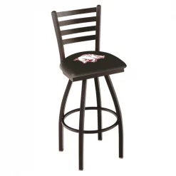 Holland Bar Stool Co. 25" Blk Wrinkle Arkansas Swivel Bar Stool, Ladder Back