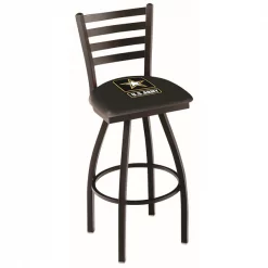 Holland Bar Stool Co. 30" Blk Wrinkle U.S. Army Swivel Bar Stool, Ladder Back
