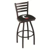 Holland Bar Stool Co. 25" Blk Wrinkle Cincinnati Swivel Bar Stool, Ladder Back