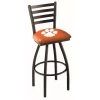Holland Bar Stool Co. 30" Blk Wrinkle Clemson Swivel Bar Stool, Ladder Back