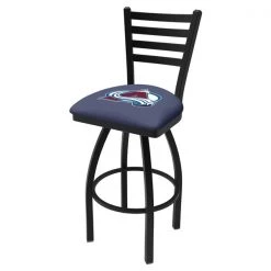 Holland Bar Stool Co. 25" Blk Wrinkle Colorado Avalanche Swivel Bar Stool, Ladder Back