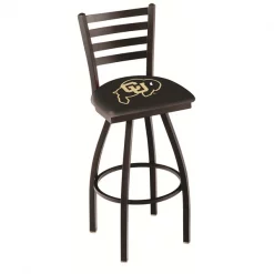 Holland Bar Stool Co. 30" Blk Wrinkle Colorado Swivel Bar Stool, Ladder Back