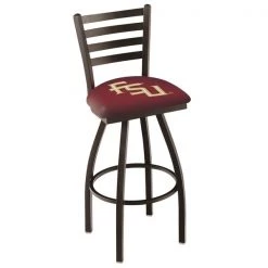 Holland Bar Stool Co. 25" Blk Wrinkle Florida State Script Swivel Bar Stool, Ladder Back