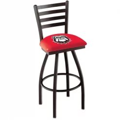 Holland Bar Stool Co. 30" Blk Wrinkle Georgia "Bulldog" Swivel Bar Stool, Ladder Back