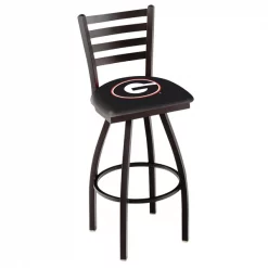 Holland Bar Stool Co. 30" Blk Wrinkle Georgia "G" Swivel Bar Stool, Ladder Back