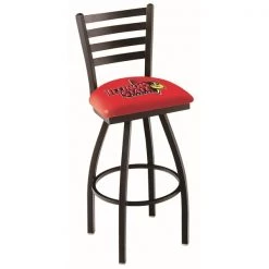 Holland Bar Stool Co. 30" Blk Wrinkle Illinois State Swivel Bar Stool, Ladder Back