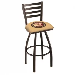 Holland Bar Stool Co. 30" Blk Wrinkle Indian Motorcycle Swivel Bar Stool, Ladder Back
