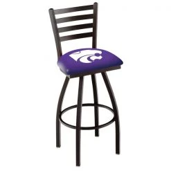 Holland Bar Stool Co. 25" Blk Wrinkle Kansas State Swivel Bar Stool, Ladder Back