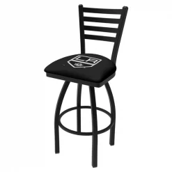 Holland Bar Stool Co. 30" Blk Wrinkle Los Angeles Kings Swivel Bar Stool, Ladder Back