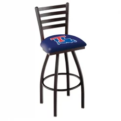 Holland Bar Stool Co. 30" Blk Wrinkle Louisiana Tech Swivel Bar Stool, Ladder Back