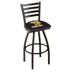 Holland Bar Stool Co. 30" Blk Wrinkle Missouri Western State Swivel Bar Stool, Ladder Back