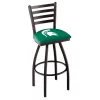 Holland Bar Stool Co. 30" Blk Wrinkle Michigan State Swivel Bar Stool, Ladder Back