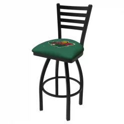 Holland Bar Stool Co. 30" Blk Wrinkle Minnesota Wild Swivel Bar Stool, Ladder Back