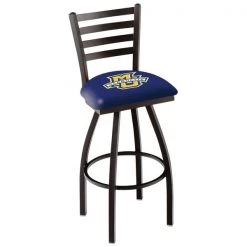 Holland Bar Stool Co. 25" Blk Wrinkle Marquette Swivel Bar Stool, Ladder Back