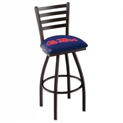 Holland Bar Stool Co. 30" Blk Wrinkle Ole' Miss Swivel Bar Stool, Ladder Back