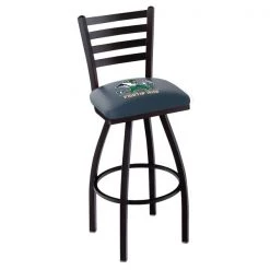Holland Bar Stool Co. 25" Blk Wrinkle Notre Dame Leprechaun Swivel Bar Stool, Ladder Back