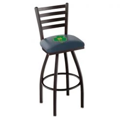 Holland Bar Stool Co. 30" Blk Wrinkle Notre Dame Shamrock Swivel Bar Stool, Ladder Back
