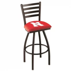 Holland Bar Stool Co. 30" Blk Wrinkle Nebraska Swivel Bar Stool, Ladder Back