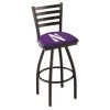 Holland Bar Stool Co. 30" Blk Wrinkle Northwestern Swivel Bar Stool, Ladder Back