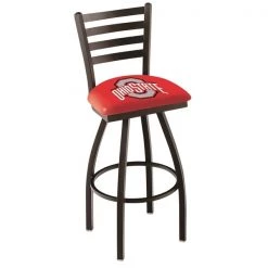Holland Bar Stool Co. 30" Blk Wrinkle Ohio State Swivel Bar Stool, Ladder Back