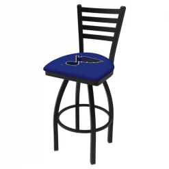 Holland Bar Stool Co. 30" Blk Wrinkle St Louis Blues Swivel Bar Stool, Ladder Back