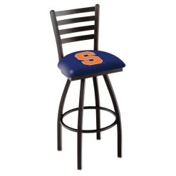 Holland Bar Stool Co. 30" Blk Wrinkle Syracuse Swivel Bar Stool, Ladder Back